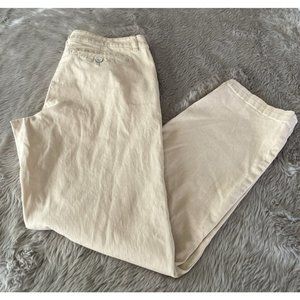 Sundance Catalog Light Khaki Embroidered Pockets Cotton Straight Leg Pants P4